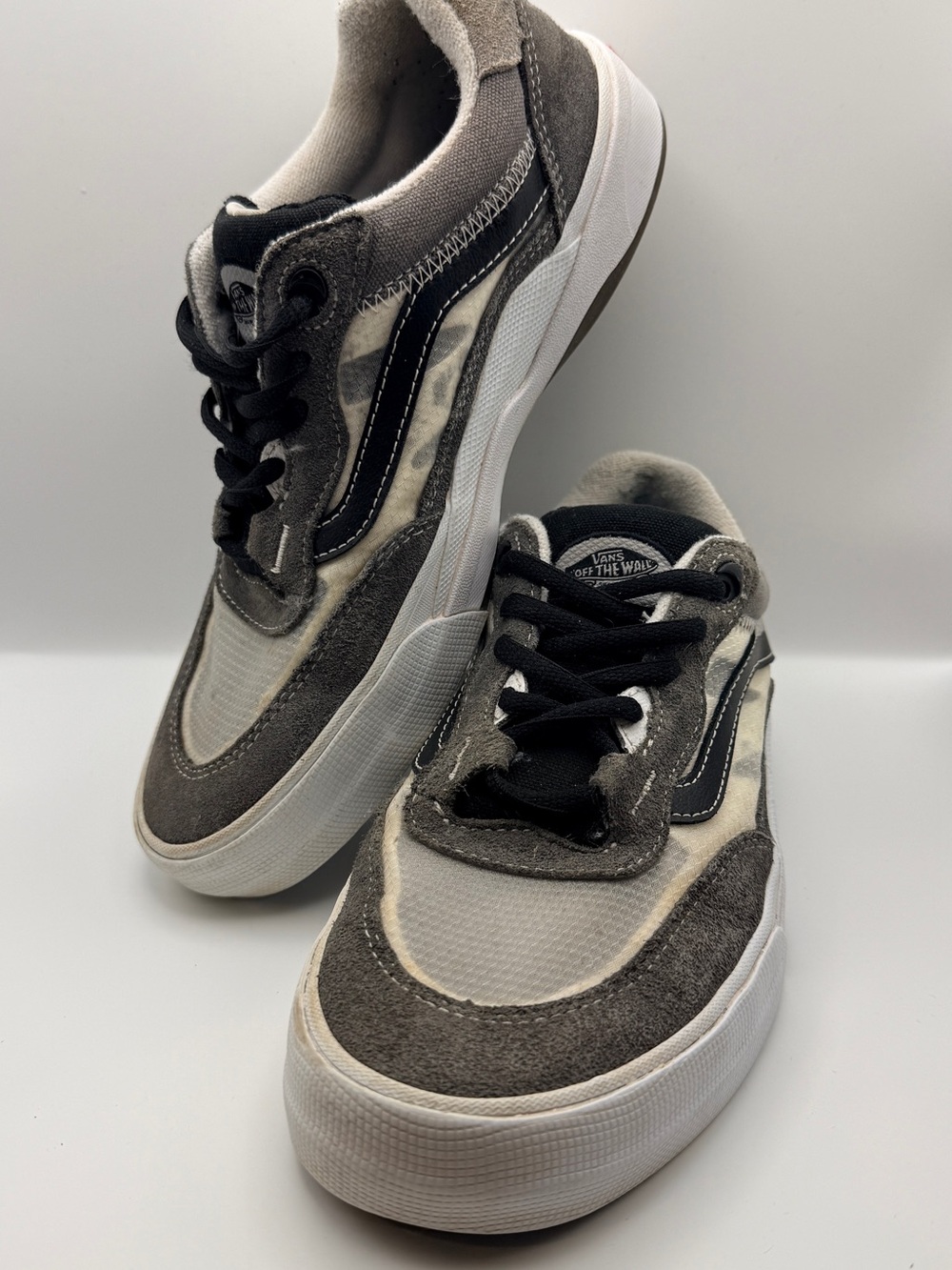 Vans Skateboarding Shoes Gray White Suede Mesh Sneakers Men’s 7 Women’s 8.5